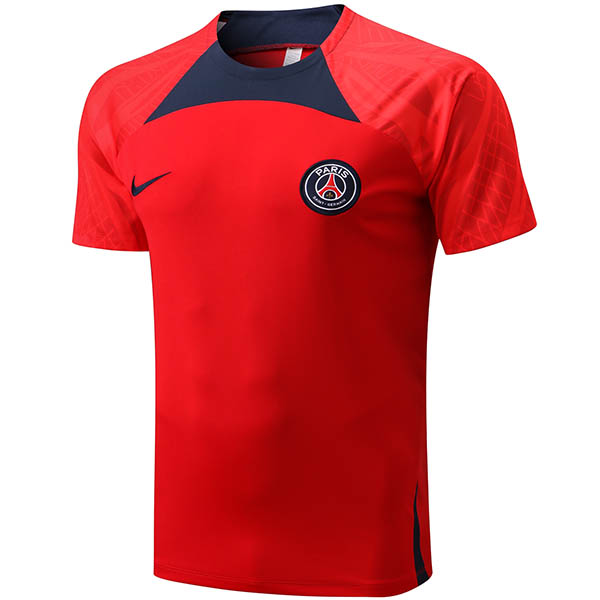 Paris saint-germain training jersey sportswear uniform men's soccer shirt football short sleeve sport red top t-shirt 2022-2023